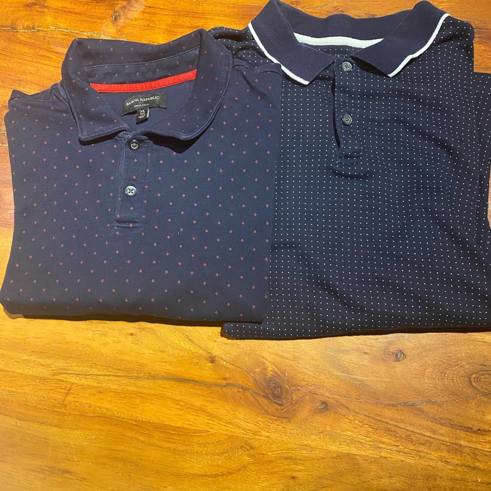 Bundle of two Banana‎ Republic polka dot polo shirts men’s size XL